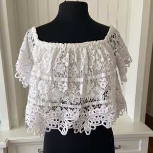 Free People White Lace Top